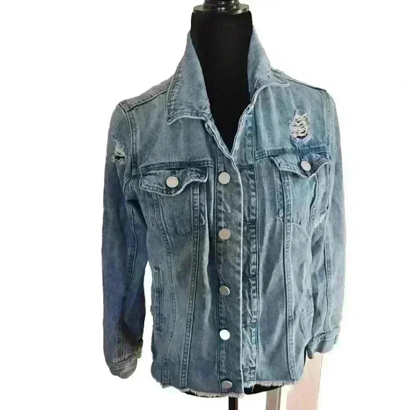 Blank NYC Women's Light Wash Distressed Denim Jacket S - Picture 1 of 15